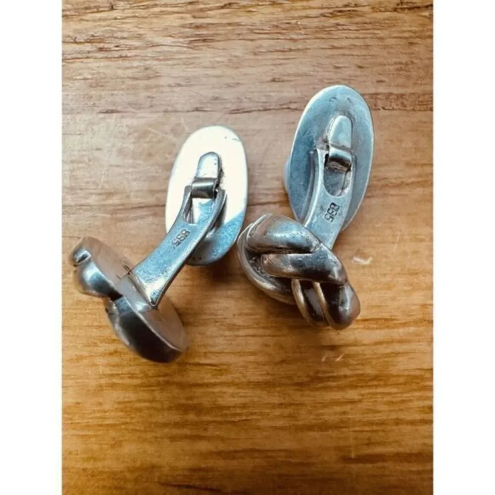 Love Knot Infinity European Cufflinks Hallmarked 835 Silver Figure 8‎ Vintage